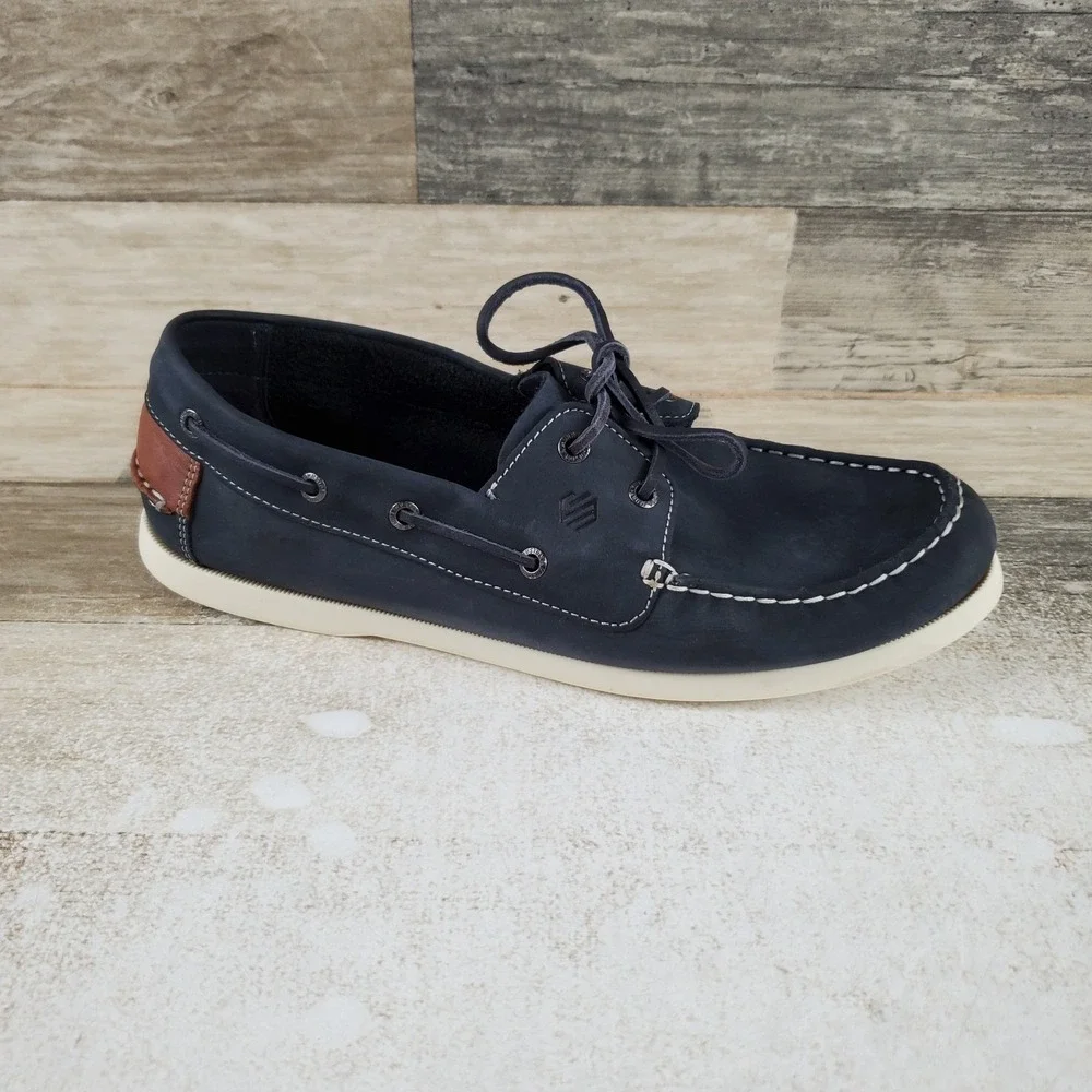 Johnston & Murphy Zeke Kids Boat Shoes Sz 7 M Navy Oild Nubuck Sneakers
